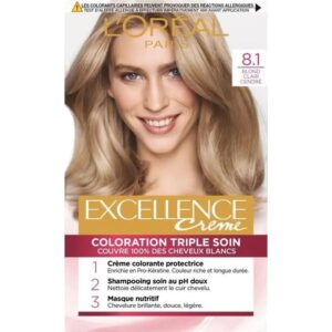 EXCELLENCE COLORATION TRIPLE SOIN 8.1 BLOND CLAIR CENDRE