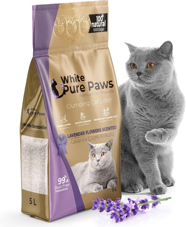CLUMPING CAT LITTER LAVANDE WITE PURE PAWS 5L