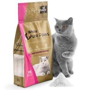 CLUMPING CAT LITTER BABY POWDER WITE PURE PAWS 5L