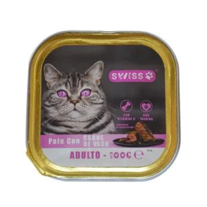 PATE CHAT CARNE DE VACA ADULTE SWISS 100G