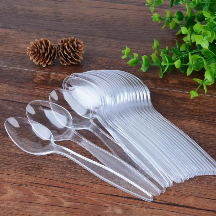 100 Cuillères En Plastique Transparent - 10 Cm, Réutilisables Et Lavables - Parfait Pour Fêtes, Desserts, Pique-niques Et événements