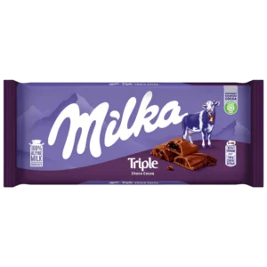 MILKA TRIPLE CHOCOLAT AVEC MORCEAUX DE BISCUITS 90G